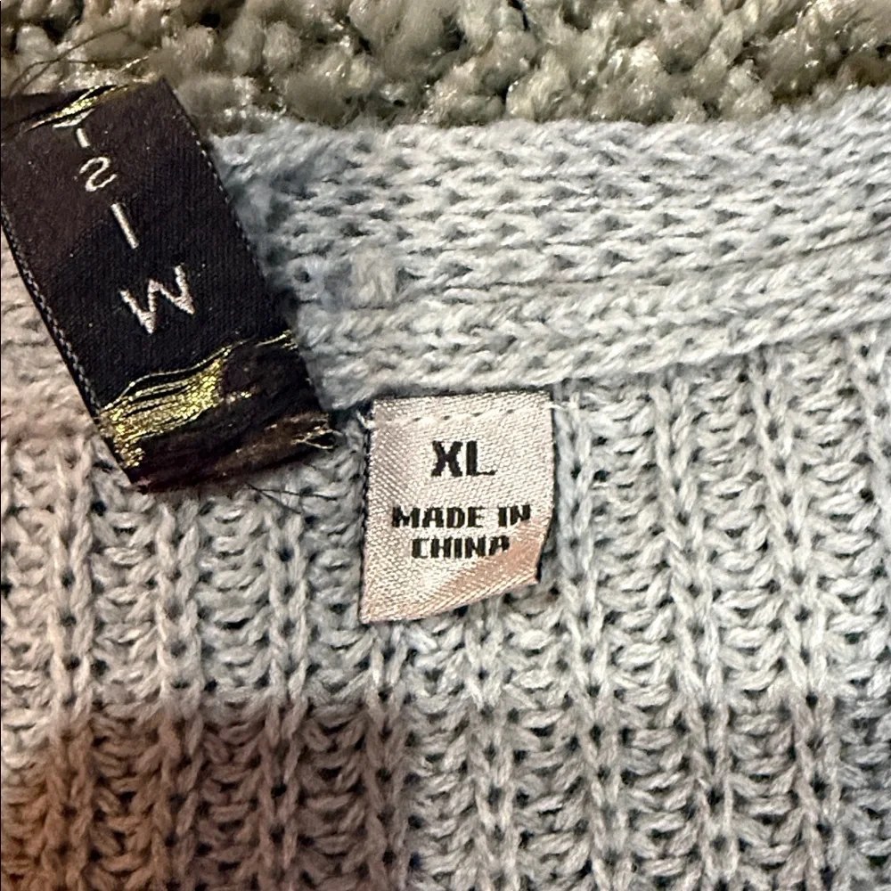 Light Gray Open-Front Ribbed Long Cardigan Sweater (XL)
